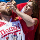 Joey “Jaws” Chestnut reclaimed his title at Nathan’s Famous annual Fourth of July hot dog eating contest. (Image: Eric Thayer/Getty)